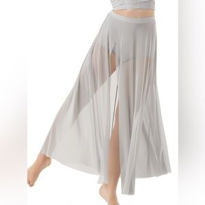 Balera High Waist Mesh Maxi Skirt in Soft Gray MC